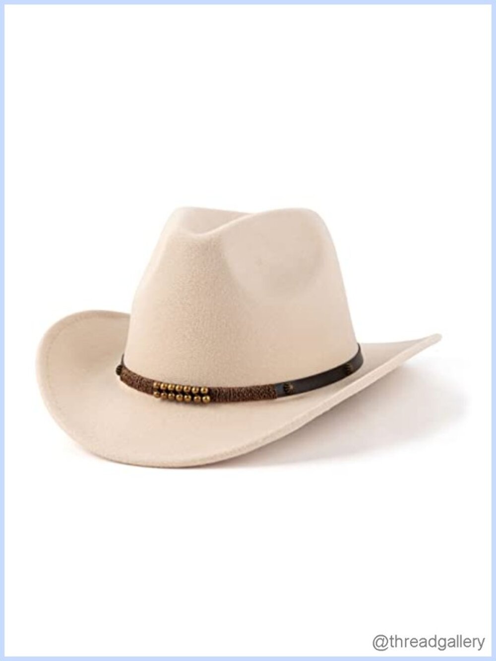 Felt Wide Brim Panama Hat with Belt Buckle Western Cowboy